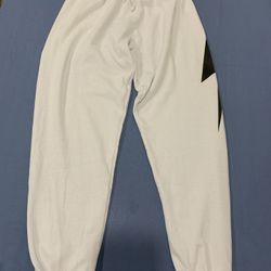 Aviator Nation Women’s White Sweatpants With Black Lightning Bolt Size L