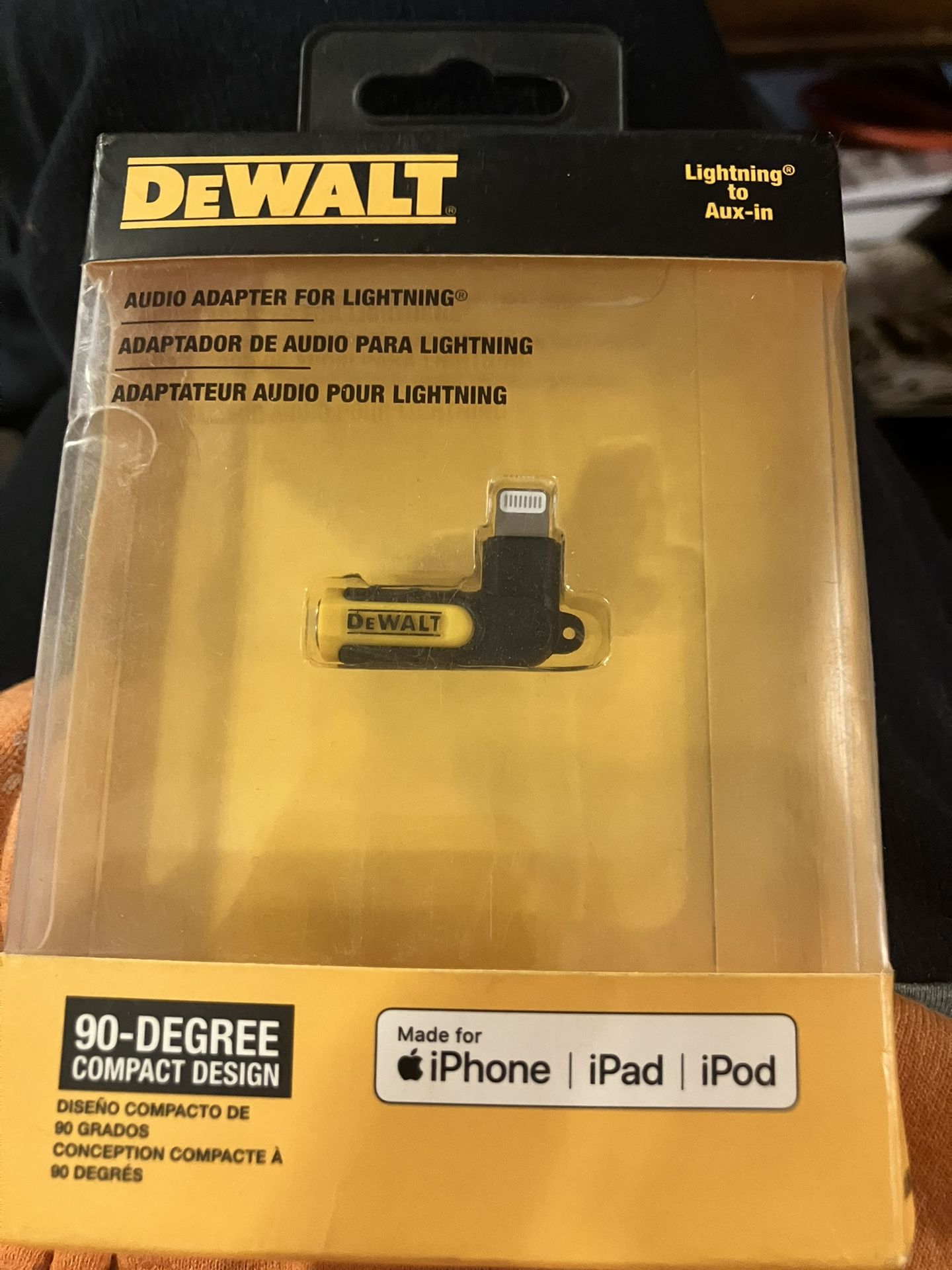 DeWALT 90-Degree Lightning to Aux Audio Adapter - New in Box!
