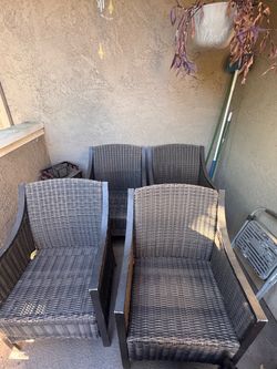 Set of 4 Outdoor Wicker Patio Chairs