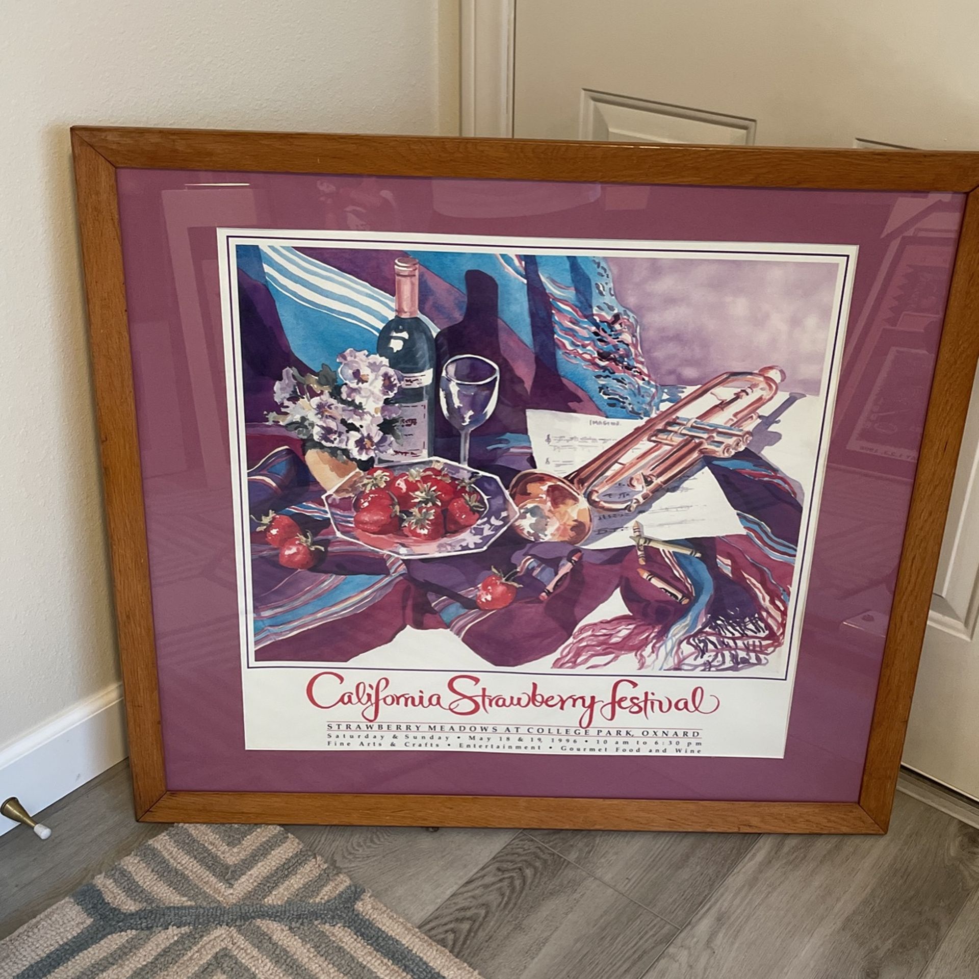 California strawberry Festival Framed Poster 1996 Wood And Glass