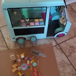 Our Generation Doll Ice Cream Truck With Accessories Lights  Work Wipers Work Plays Music
