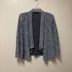 Women’s TOMMY HILFIGER Blue & white draped front open cardigan sweater… Size small