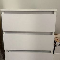 3 Drawer White Nightstand