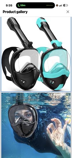 Full Face Snorkel Mask, Snorkeling Gear for Adults Kids with Latest Dry Top Breathing System and Detachable Camera Mount, with 180 Degree Panoramic Vi