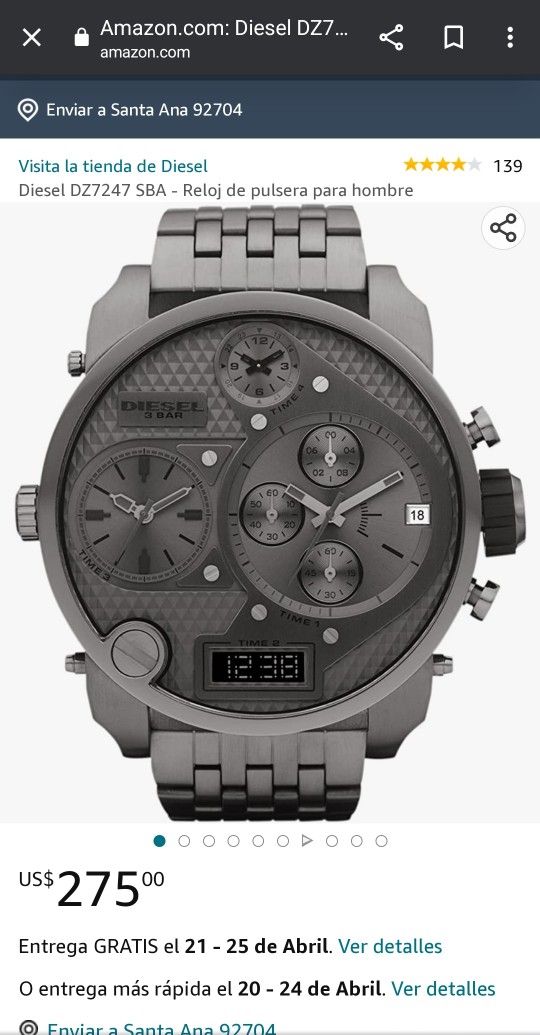 Men's Diesel Big Daddy Time Zone Chrono Gunmetal Watch DZ7247