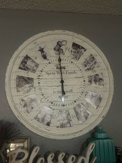 Large Farmhouse Photo Collage Wall Clock