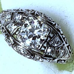 Antique Platinum 0.72 CTW Diamond Ring