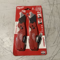 Milwaukee FASTBACK 6-in-1 Folding Utility Knives with General Purpose Blade (2-Pack)