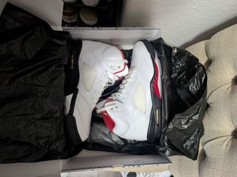 Jordan retro 5 white red og mens size 11 worn twice mint