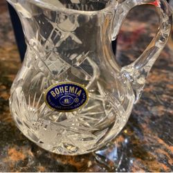 NEW Bohemia Leaded Crystal Creamer, Hand Cut (Czech) NIB