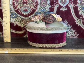 Vintage Velvet Trinket Box Pin Cushion