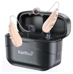Karthus Hearing Aids, Rechargeable Hearing Aids for Seniors with Hearing Loss, Noise Cancelling & Clear Sound, Comfort & Invisible, 100H Battery Life,