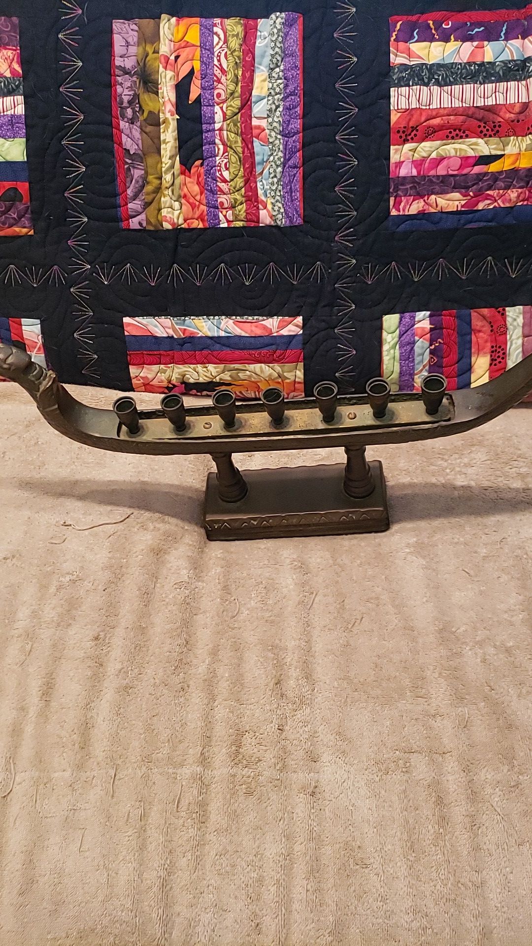 LARGE VINTAGE THAI ROYAL BARGE BRASS CANDELABRA