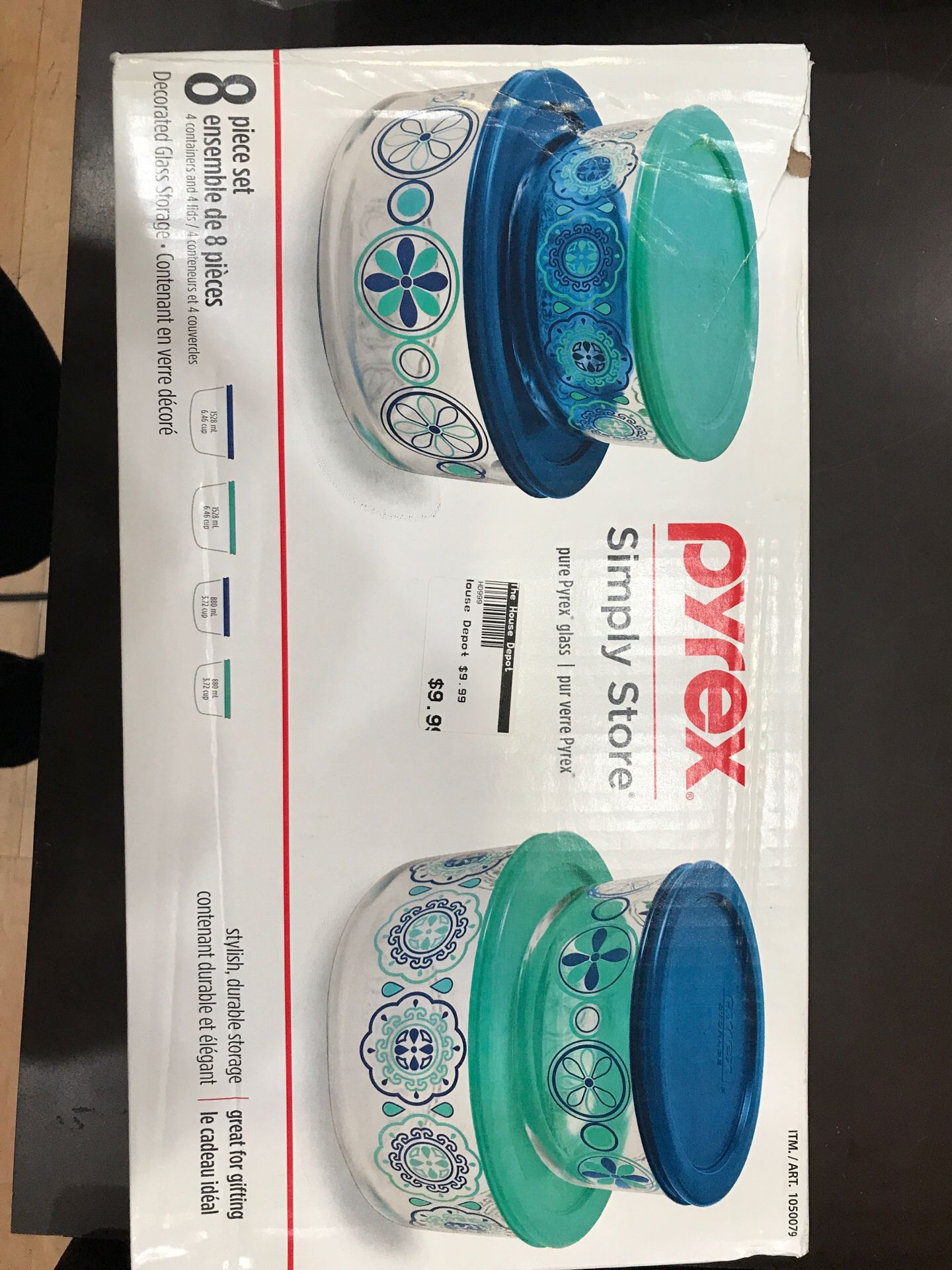 Pyrex 8 piece set of decorated glass storage for only 9.99 at The House Depot !🏡