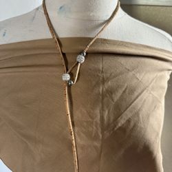Bolo Tie Leather And Beads Adjustable Choker Necklace 