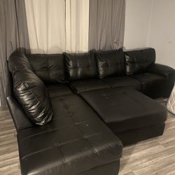 Faux Black Leather Couch And Loveseat