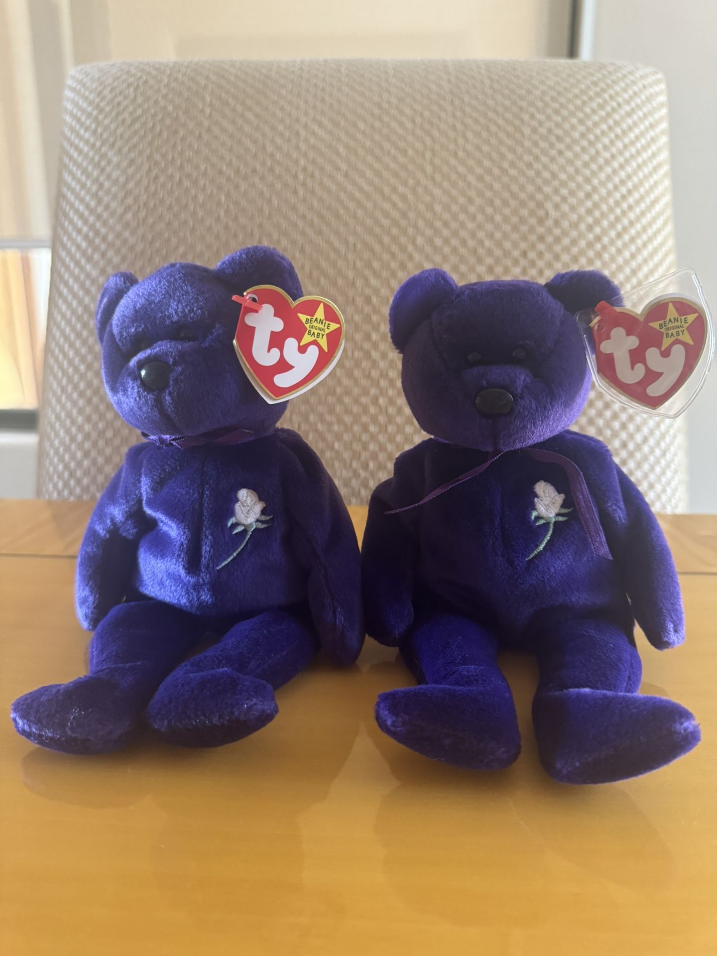 Set Of 2 Princess Bear Beanie Babies