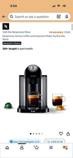 Nespresso Vertuo Coffee and Espresso Maker by Breville/coffee Machine 