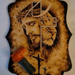 Jesus Custom Woodburned Canvas!!