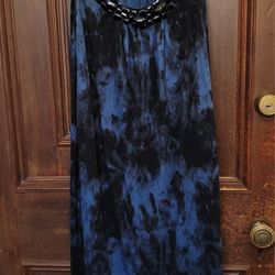 Michael Kors Tie Dye Black/Blue Dress Rhinestone Collar Size 1X
