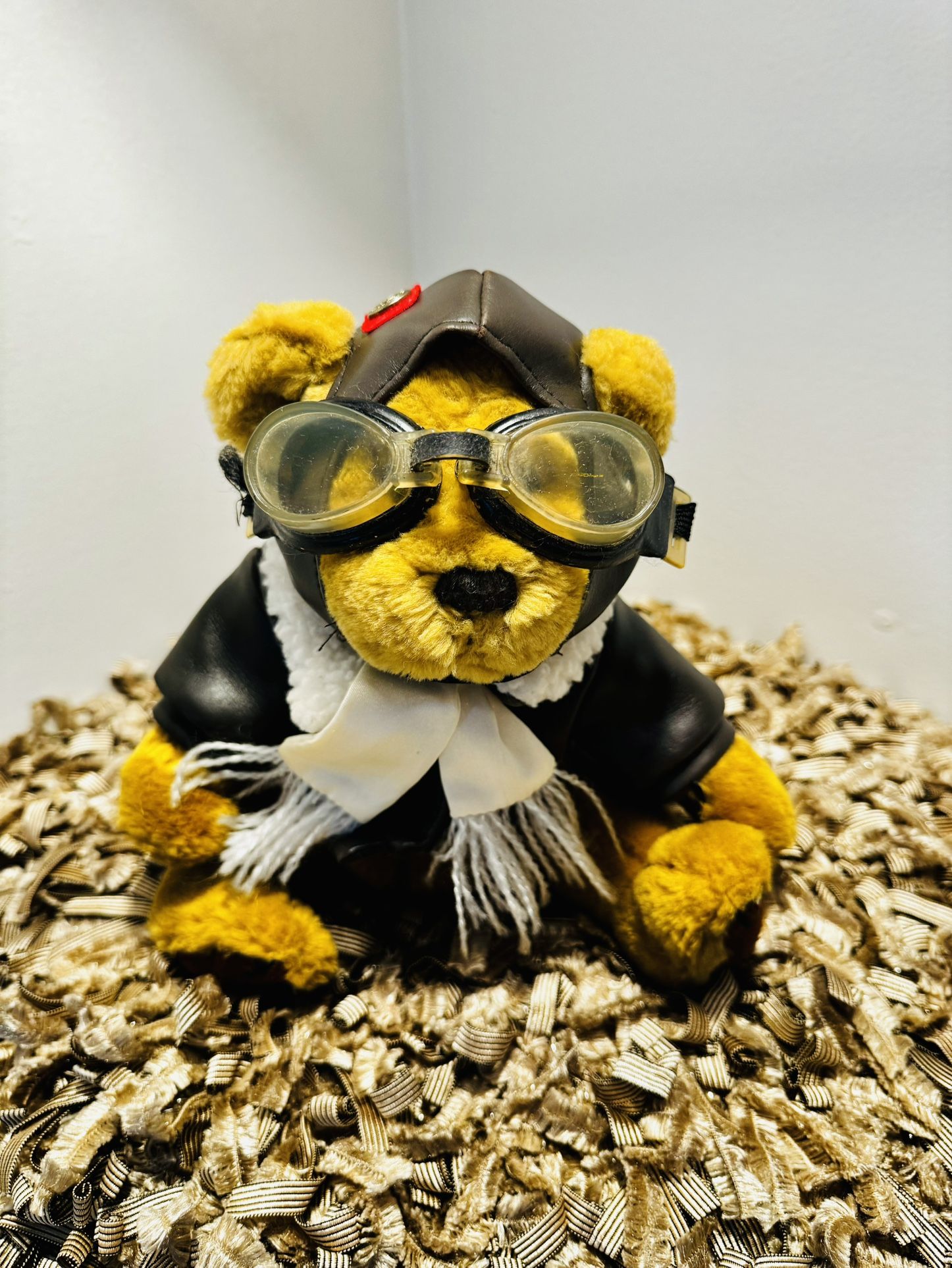 12" Vintage Pickford Bears Radar Teddy Bear Brass Button Jointed Aviator