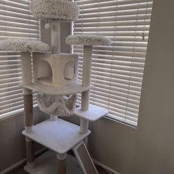 73” Like New Fur Cat Tower With Hammock