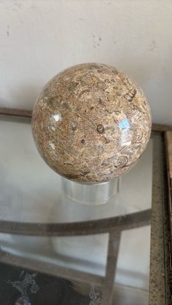 Vintage Paperweight Marble Round Handcrafted Brown Heavy