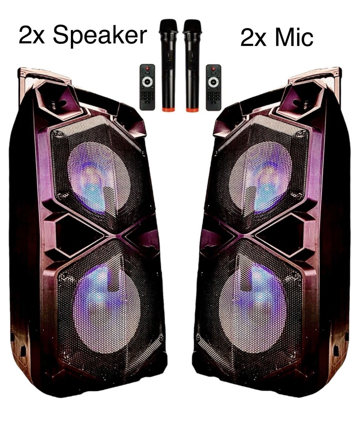 PACKAGE DEAL! Dual Power Bluetooth Karaoke Speaker ๐ฅ Dual 2ร10โ Woofers โ Big Sound & Deep Bass ๐ถ Bluetooth | FM Radio | USB ๐ Rechargeable & Wirel