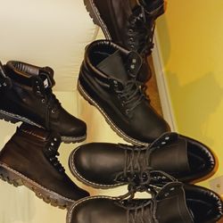 Military Grade  Nubuck Black Work Boots Size 8-12 Mens
