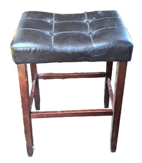Very Nice Padded Leather Brown Bar Stool Chair
