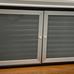 IKEA EFFEKTIV Black/Brown Cabinet With 2 Frosted Glass Doors
