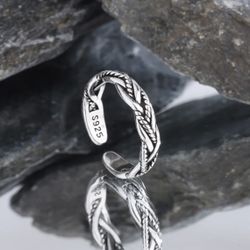 R248- 925 Sterling Silver Braided Twist Cuff  Ring! UNISEX RING!