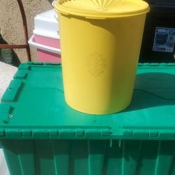 Vintage Tupperware Yellow Canister with Lid