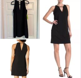 NWT Sam Edelman black keyhole shift mini dress, size 4