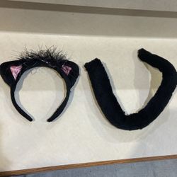 Cat Kitten  Headband ears and tail Halloween costume