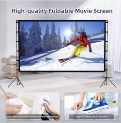 Projector Screen with Stand Portable 120" Foldable ProjectorScreen, 10 Feet Indoor Movie-Screen with Carrying Bag