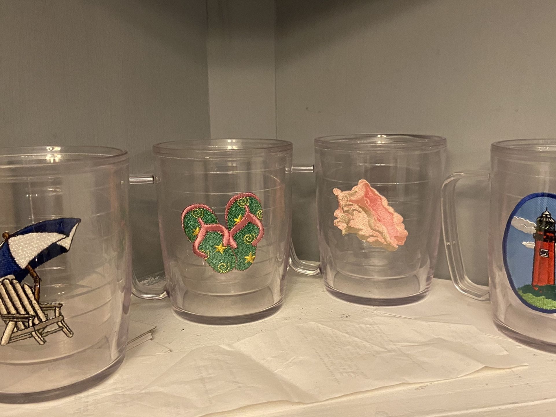 4 Tervis Tumblers - Coastal Beach theme mugs