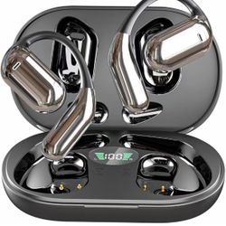 Bone Conduction Headphones Bluetooth 5.3 Wireless Earbuds 12hrs Playtime Wireless Charging Case Digital Display Sports Ear Buds with IPX5 Waterproof F