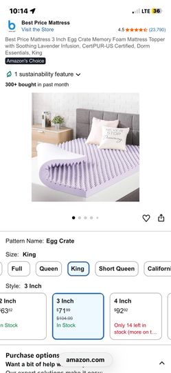 Pillow mattress topper 3in