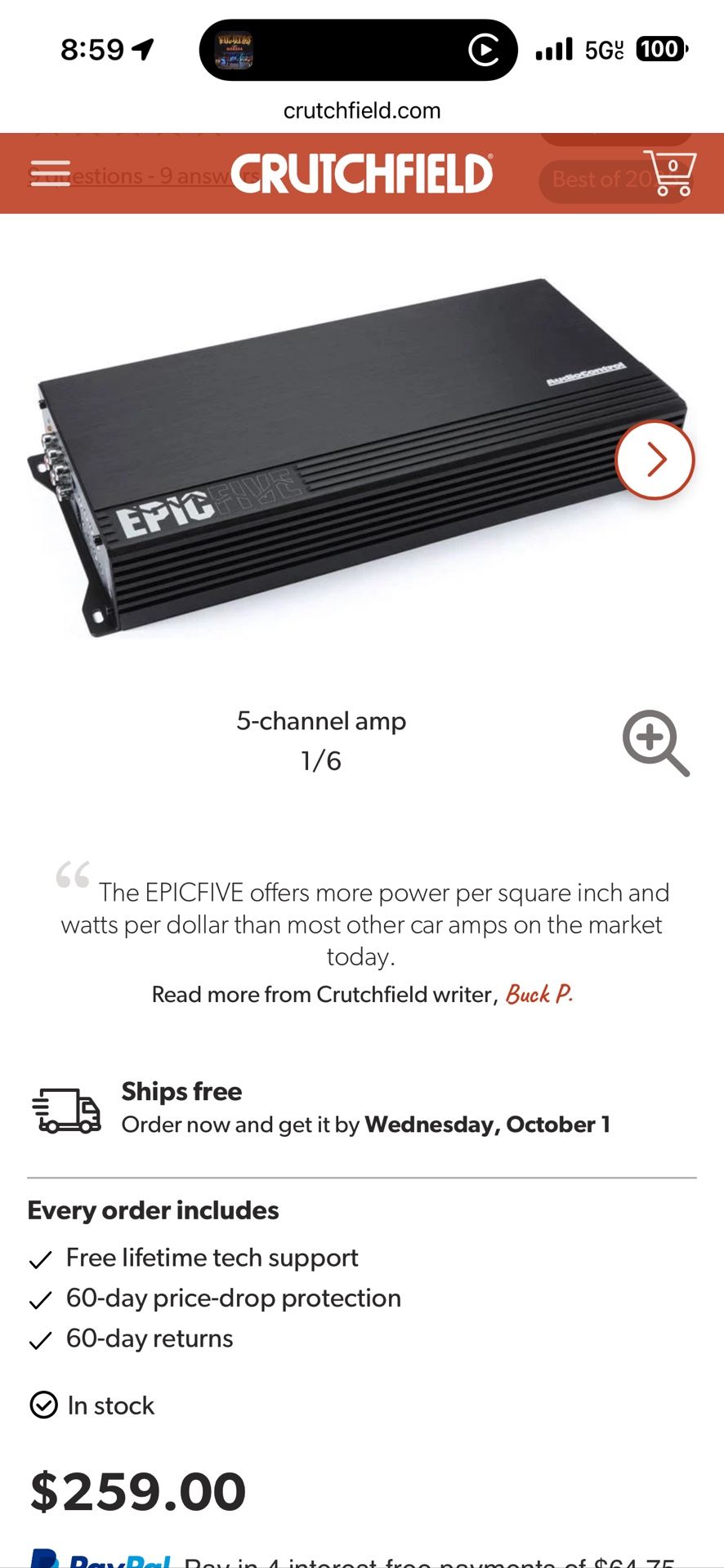 Audio Control Amp & Epicenter