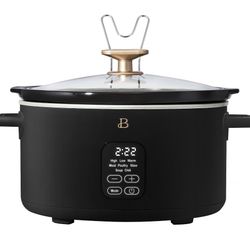 Beautiful 6 Qt Programmable Slow Cooker, Black Sesame by Drew Barrymore  