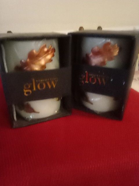 Mackenzie Childs "GLOW" FALL LEAVES PILLAR CANDLE