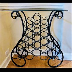 Wrought Iron Glass Top Wine Rack