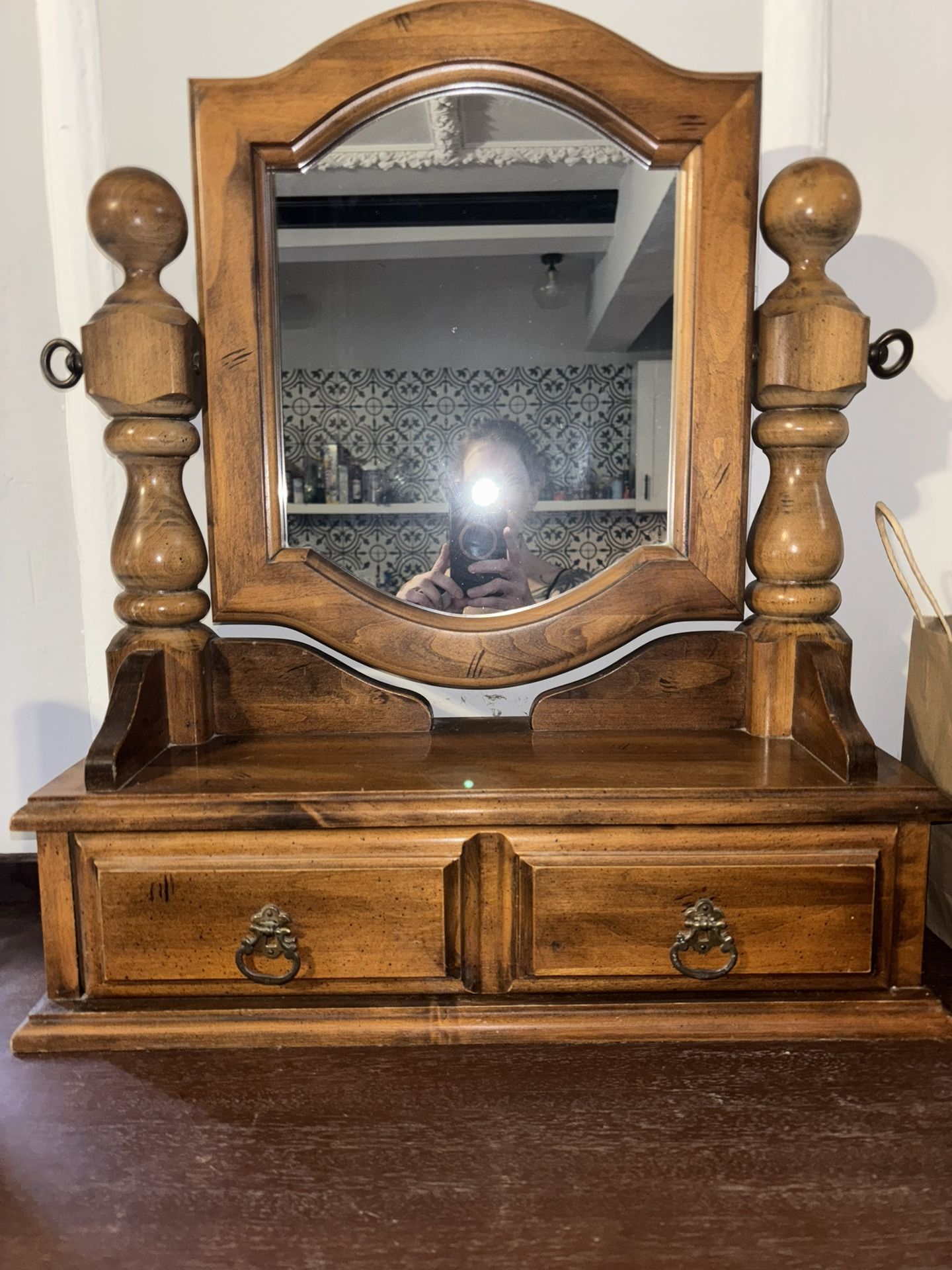 Vintage Pine Cheval Vanity