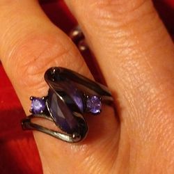 Purple 3Ct Marquise-Cut TITANIUM Ring