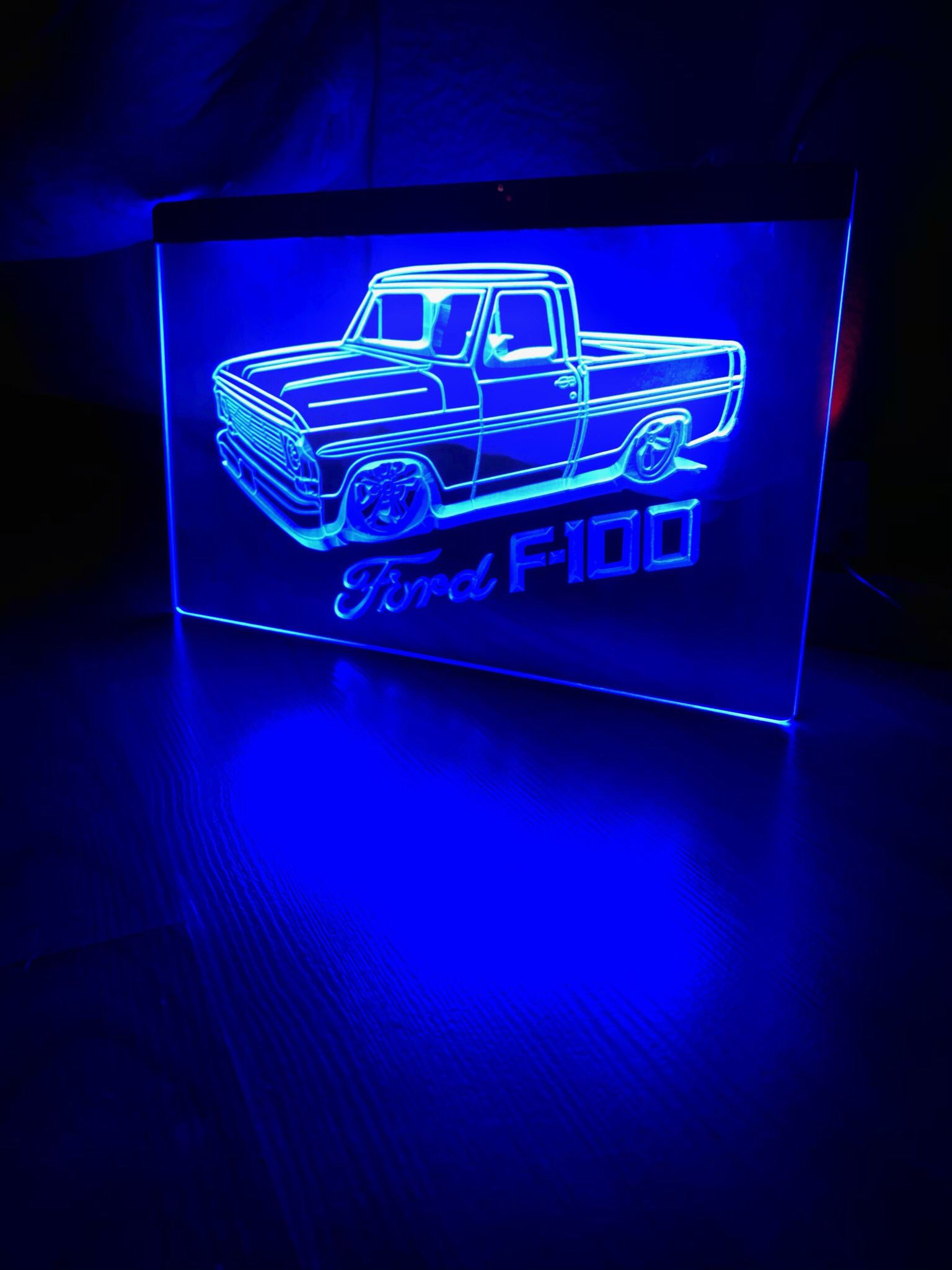 FORD F100 TRUCK LED NEON BLUE LIGHT SIGN 8x12