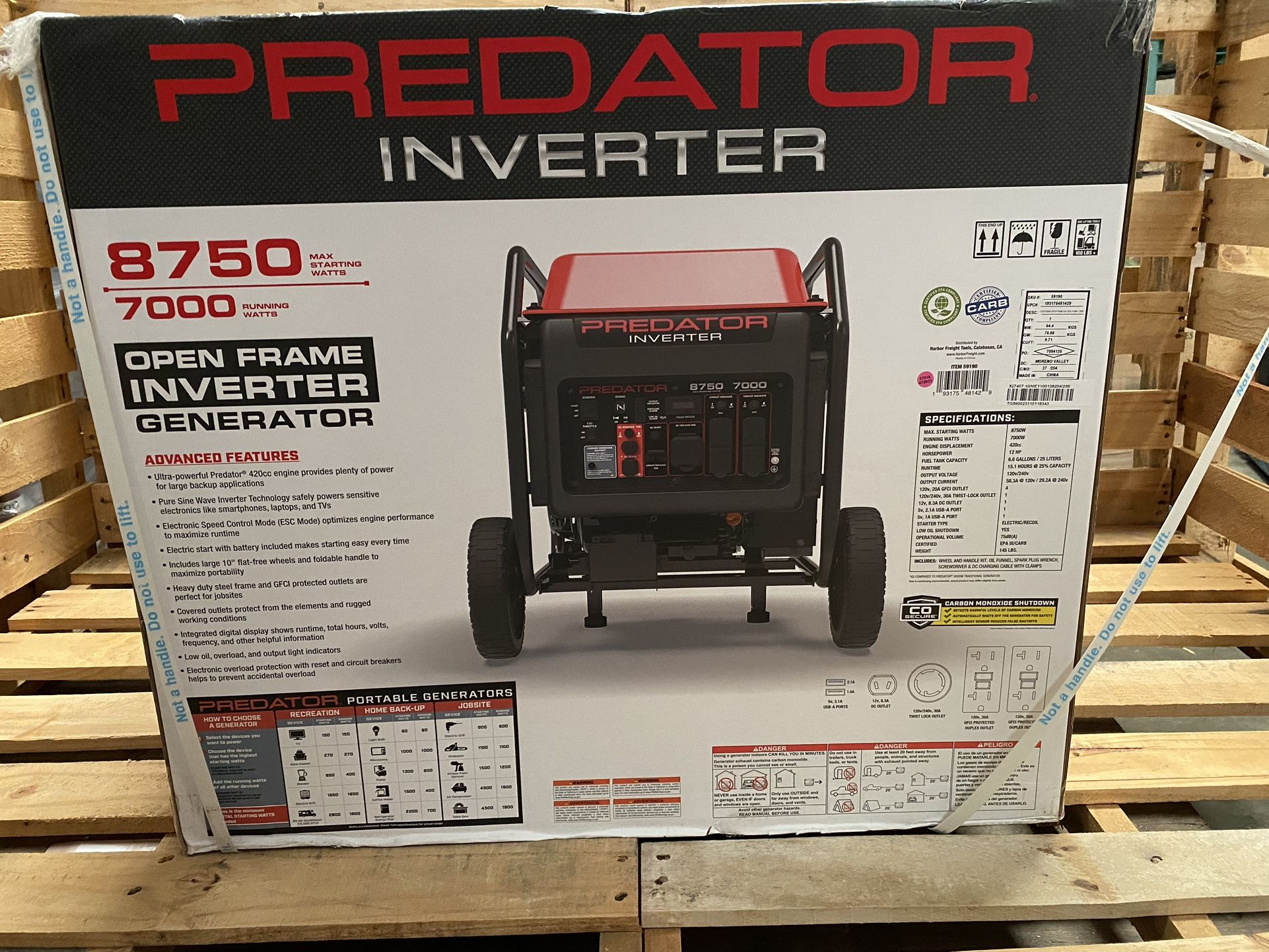 PREDATOR 8750 Watt Inverter Generator with CO SECURE Technology