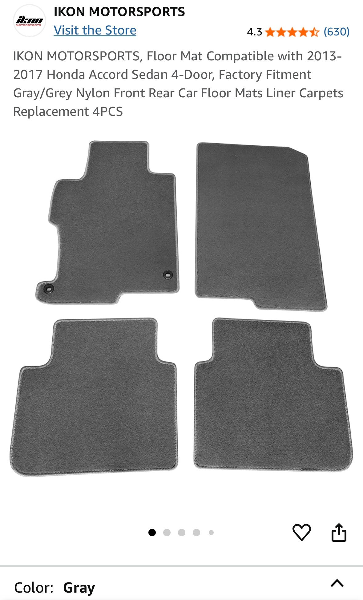 2017 Honda Accord Floor Mats, $25