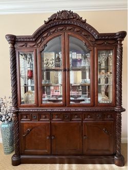 Large Solid Wood Display / Wine Cabinet – 90” Tall