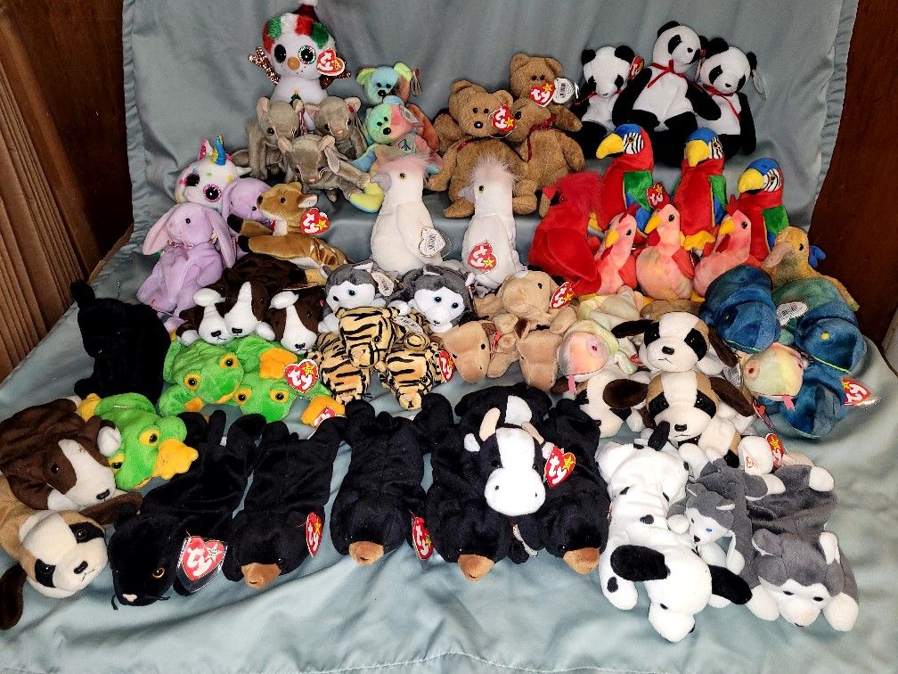 💎TY BEANIE BABIES LOT OF 62 NEW WITH TAGS POSSIBLE RARES RETIRED & ERRORS💎